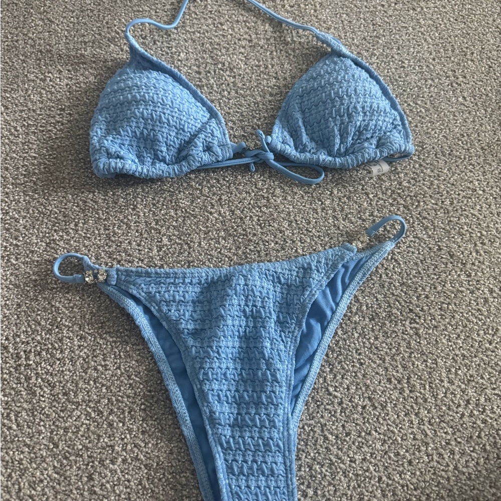 Light Blue Textured Bikini Set